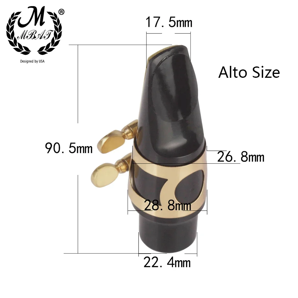 M MBAT Alto Tenor Sopran Sax Saxophon Mundstück Kunststoff mit Kappe Metall Schnalle Reed Dental Pad Holzblasinstrument Zubehör – Detail 4