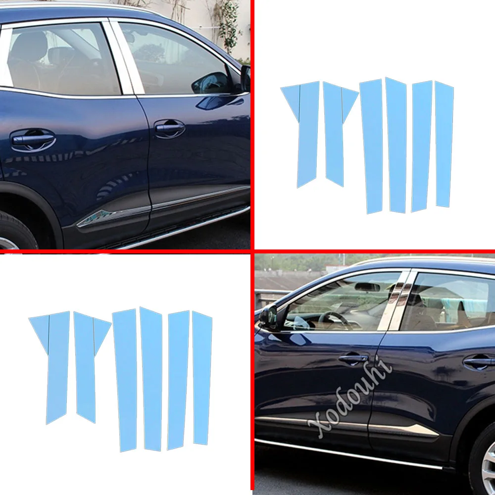 

For Renault Kadjar 2016 2017 2018 2019 2020 Sticker Styling Stainless Steel Glass Window Garnish Pillar Middle Column Trim 6PCs