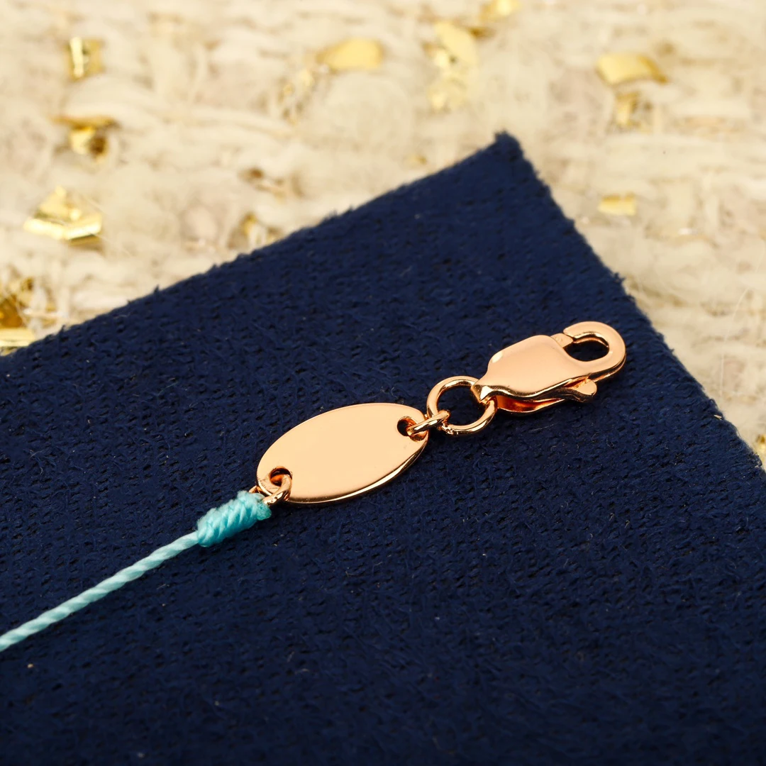 Polar Blue Raindrop Diamond 925 Silver Super High Quality Red Rope Style Hand Rope 16cm Three Button Adjustable Perfect Gift