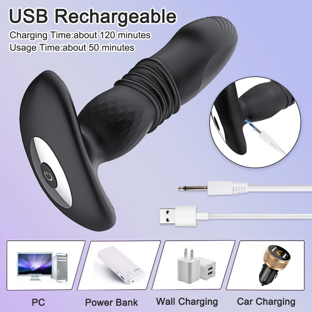 Automatic Anal Plug Telescopic Vibration Dildo for Women Vibrator with Stimulator Wireless Remote Prostate Massager for Men