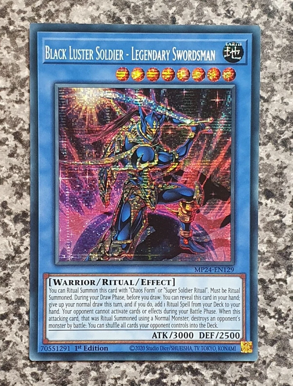 

Yugioh KONAMI Duel Monsters TCG MP24-EN129 Black Luster Soldier - Legendary Swordsman Secret English 1st Edition Mint Card