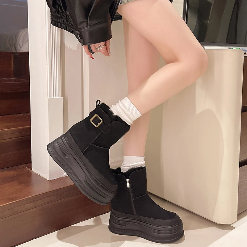 Shoes Lolita Boots Boots-Women Winter Footwear Australia 2024 Ladies Rock Ankle Snow Increased Internal Shoes White Ankle Boots