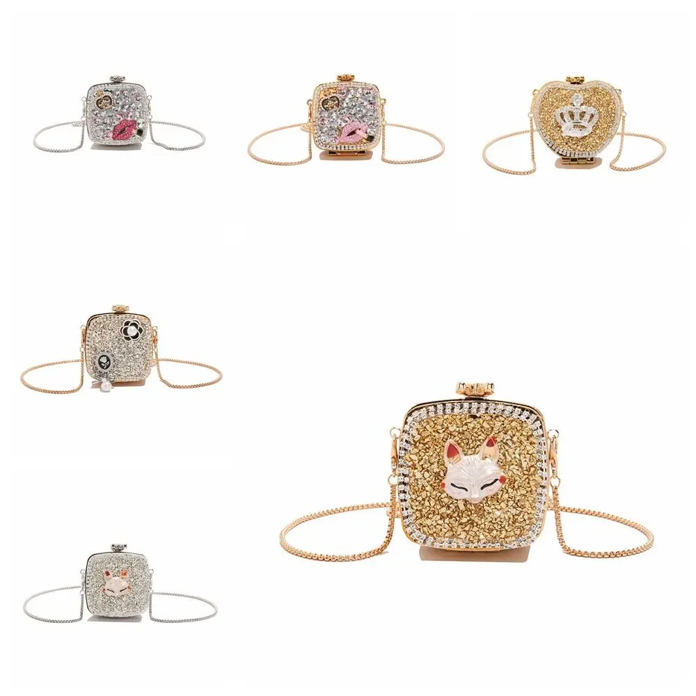 

Handbag Gold/Silver Rhinestone Evening Bag Irregular Shape Elegant Banquet Chain Bag Luxury Shinny Mini Lipstick Bag Girls