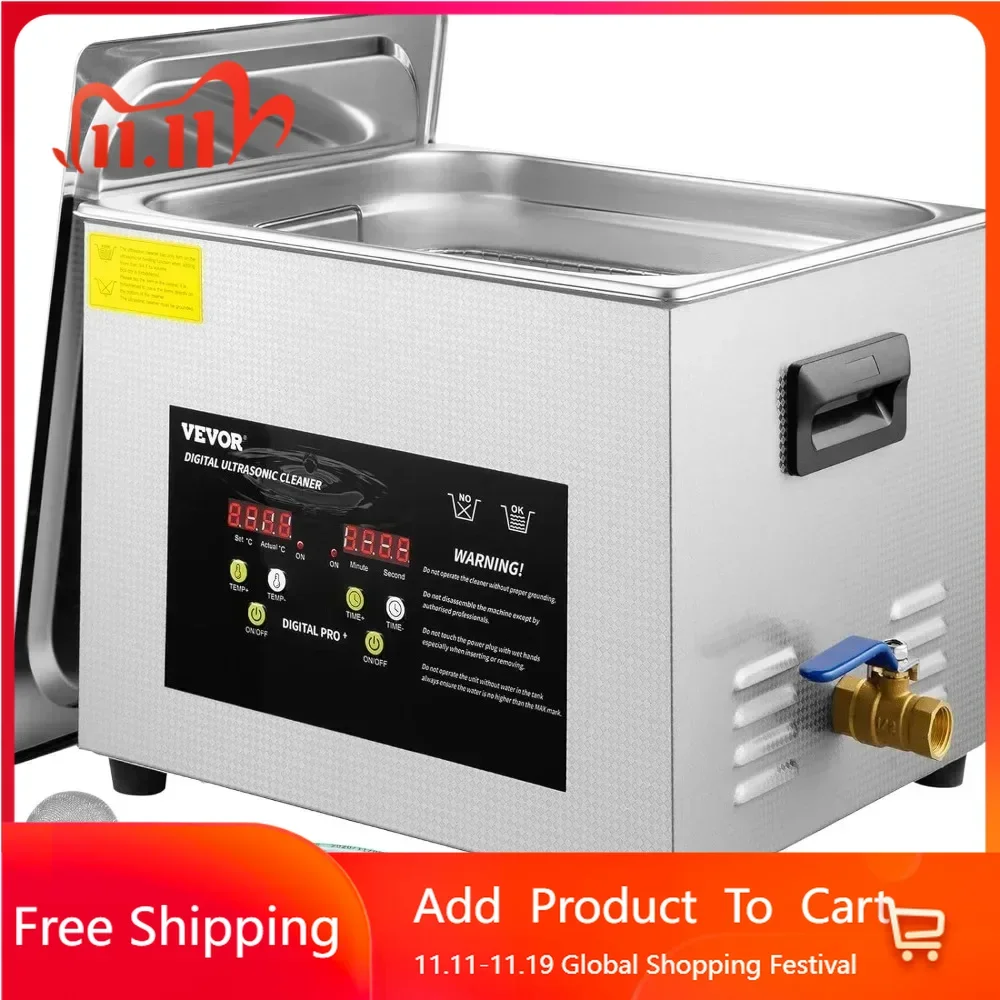 15L Upgraded Ultrasonic Cleaner, Professional Digital Lab Ultrasonic Parts Cleaner with Heater Timer for Instruments Cleaning