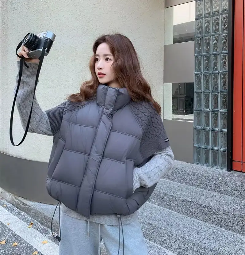 Жилет Loose A-line Cotton Vest Jacket Women Fall Winter Stand Collar Zipper Quilted Pocket Casual Lightweight Padded Coat куртка