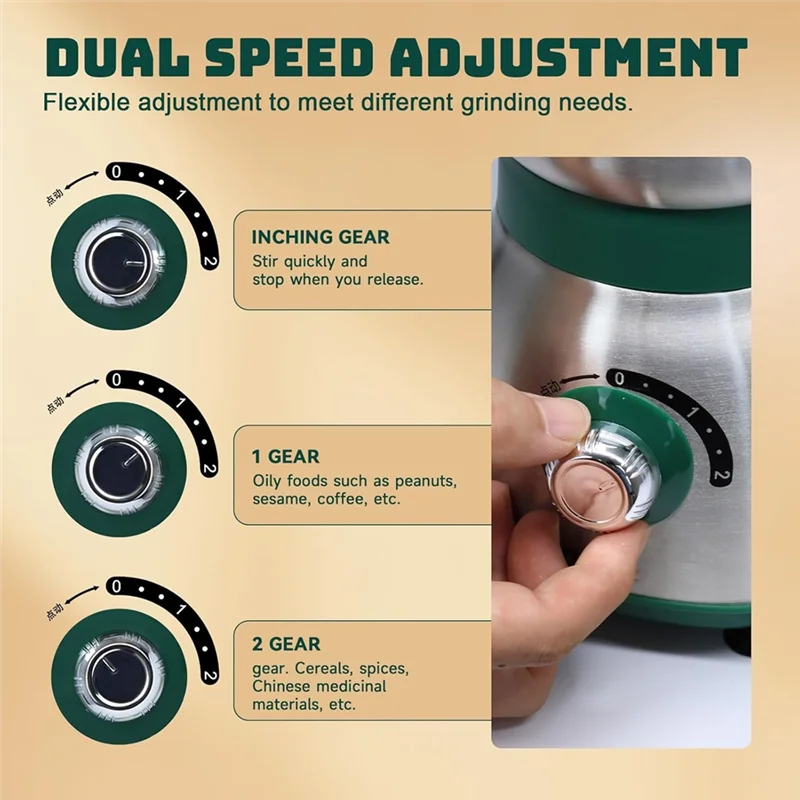 

T98C-Grain Grinde For Kitchen Electric Spice Grinders Comes With 3 Removable Stainless Blades For Coffee Bean Grains Nuts US Plu