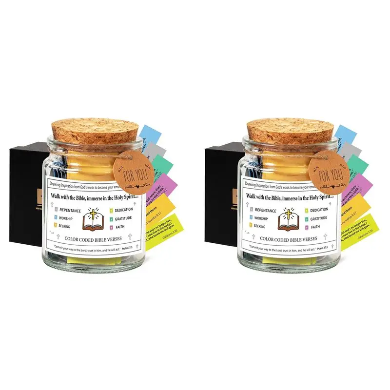 B62B-2X Bible Verses In A Jar,Read Me When Bible Verses Jar For Emotions Glass Scripture Prayer Jar With Coloring B