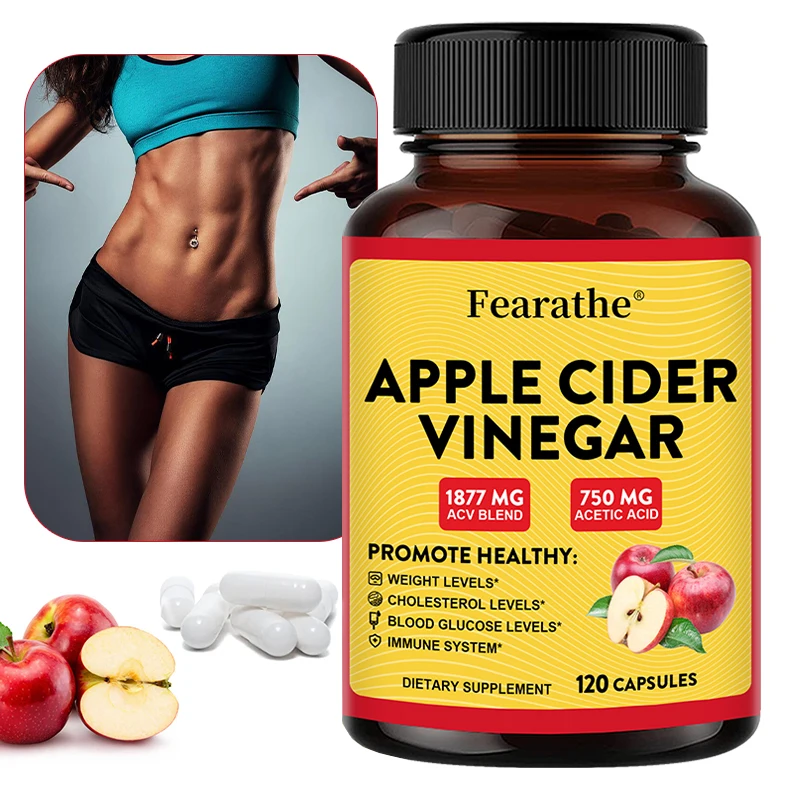 Fearathe Organic Apple Cider Vinegar Capsules, Detox Cleanse, Weight Management, Ketogenic Diet for Men and Women