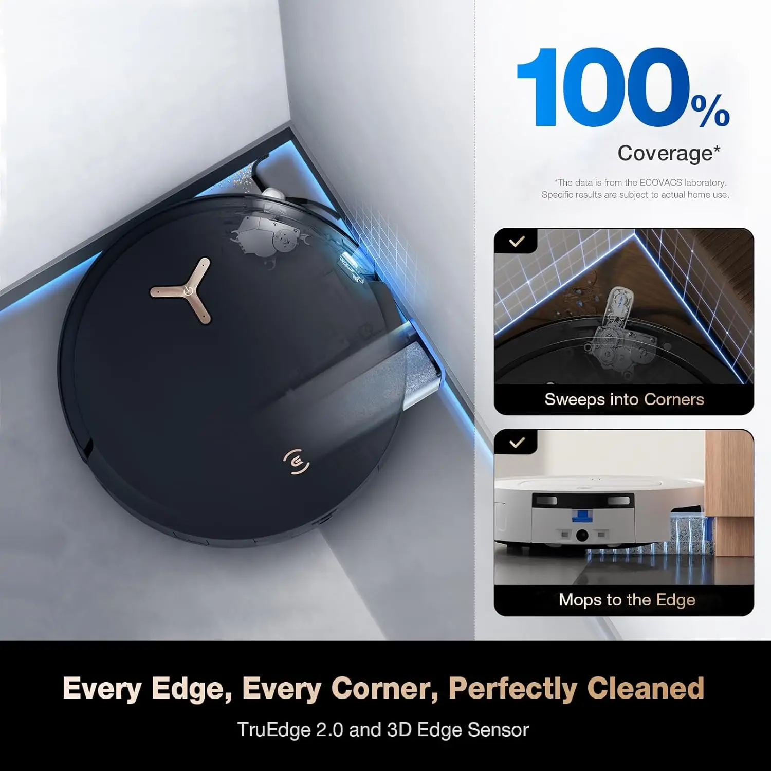 مكنسة وممسحة روبوت ECOVACS DEEBOT X8 PRO OMNI، 18000Pa، OZMO ROLLER، تنظيف فوري ذاتي الغسيل، 167 ℉   غسل ممسحة الماء الساخن،