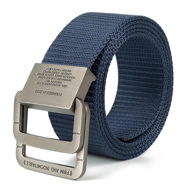 Canvas Belt Men\'s Belt Alloy Double Buckle High Quality Soft Nylon Belt Ladies Casual Personality Belt
