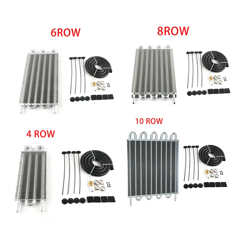 Aluminum Universal Oil Cooler Kit 4 /6 / 8 /10 Row Engine Oil Radiator Car Auto Transmission Auto-Manual Radiator Converter