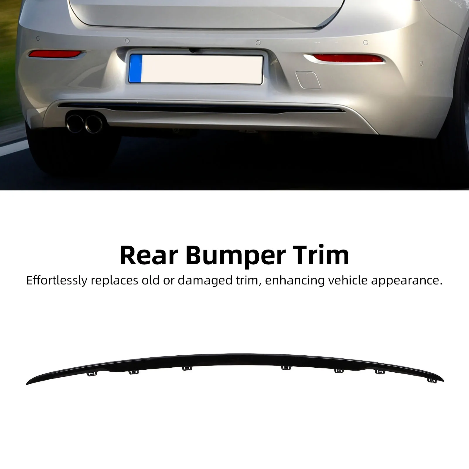 Rear Bumper Trim Strip Black Wear Resisting Stylish Appearance Rear Bumper Trim Cover 51127371758 Weatherproof for Vehicle