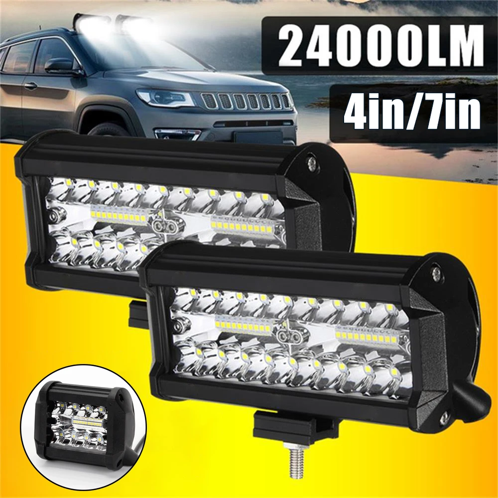 

2pcs Car LED Headlights Bar Spot Flood Beams Combo Waterproof 9-32V 4/7inch led bar light for car Boats SUV ATV Truck