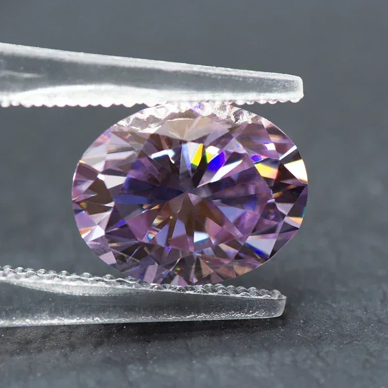 Moissanite Stone Light Purple Color Oval Cut Gemstone Lab Grown Diamond For Pendant Earrings Jewelry Material With GRA Report