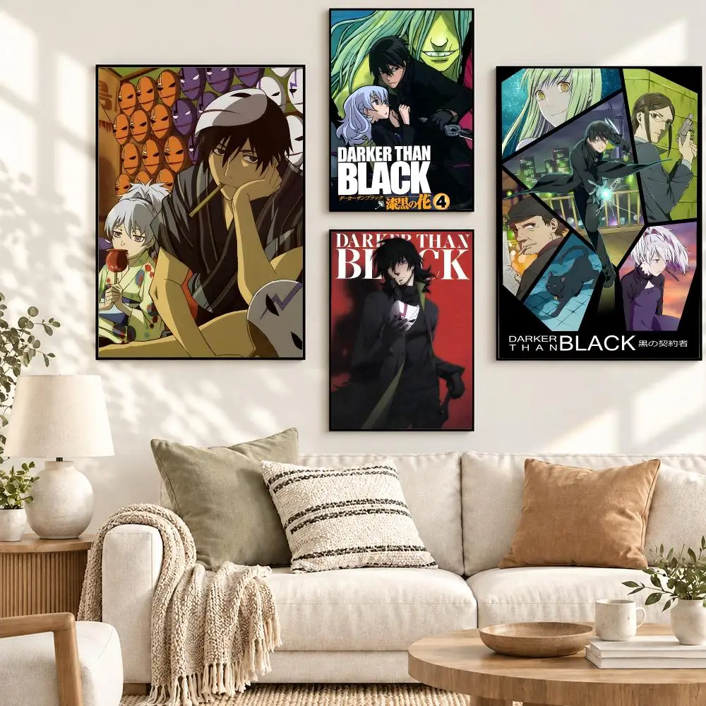 Darker than Black Sci Fi Mystery Anime Dark Noir Action Poster Decorative art prints for the home, holiday gifts, unframed