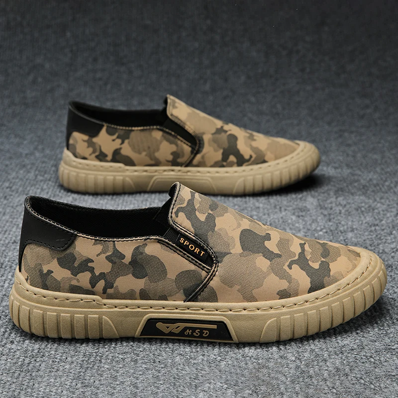 

Men's Casual Canvas Shoes Summer Breathable Sports Lazy One-Step Beijing Old Style Camouflage Leisure Sneakers Round Toe PVC