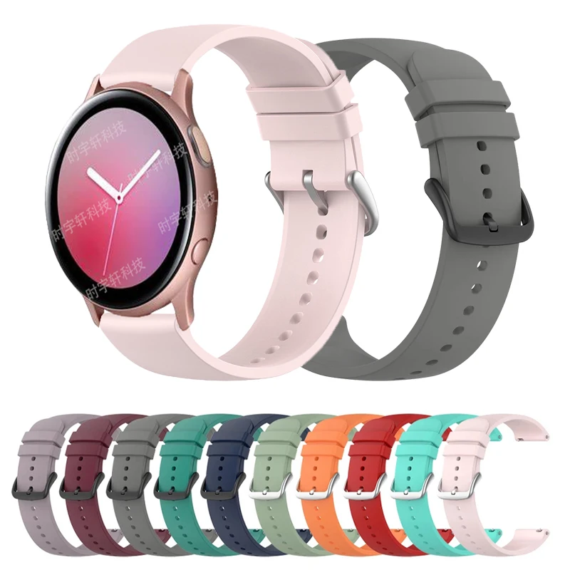 Correa de silicona para Samsung Galaxy Watch Active 2, pulsera de 40mm, 44mm, 20mm, 41mm, 42mm, Gear S2 Sport, 4, 5, 6