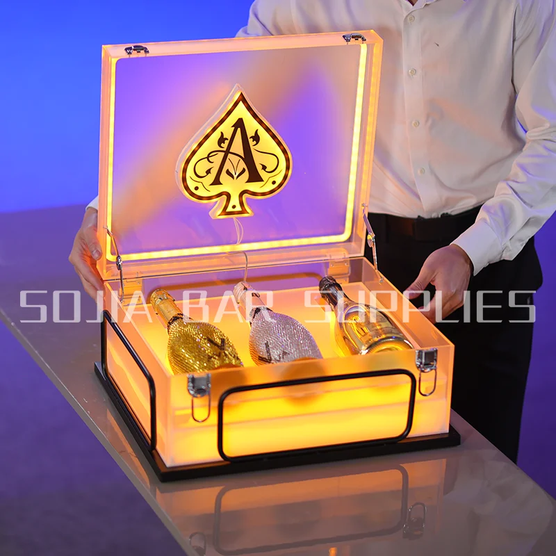 

VIP LED Luminous Iron Wine Bottle Box for Bar Nightclub KTV Party Ceremony Service Props Elegant for Champagne Box