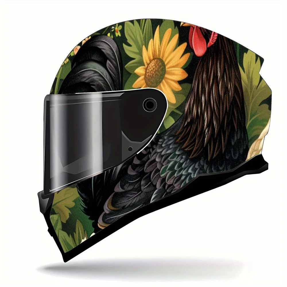 Farm Chicken Flock Print Full Helmet Wrap Sticker Motorcycle Helmet Racing Graphic Decal Vinyl Wrap Helmet Decorative Sticker Wa