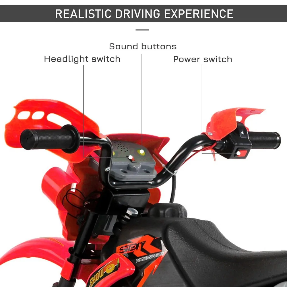 Giocattolo elettrico per moto con batteria per bici da cross per auto da 6 V con ruote da allenamento