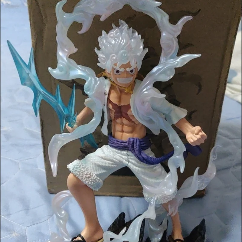 Figura de One Piece de Anime Lightning Luffy Gear 5, colección de adornos de muñecos Sun God Nikka, modelo de figuras de acción de Pvc de 27cm, juguetes de regalo