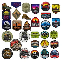 Embroidered Outdoor Adventure Camping Traveler Hiking Patches Outdoor explore Nature Off-road Vehicle Badge Stickers With Hook