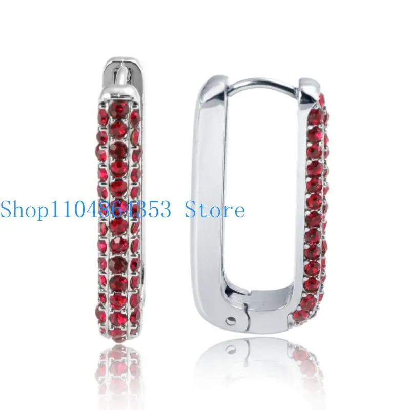 652F Stylish Stainless Steel Square Zircon Studs Earrings With Secure Clip Backing Perfect For Party And Daily Wear