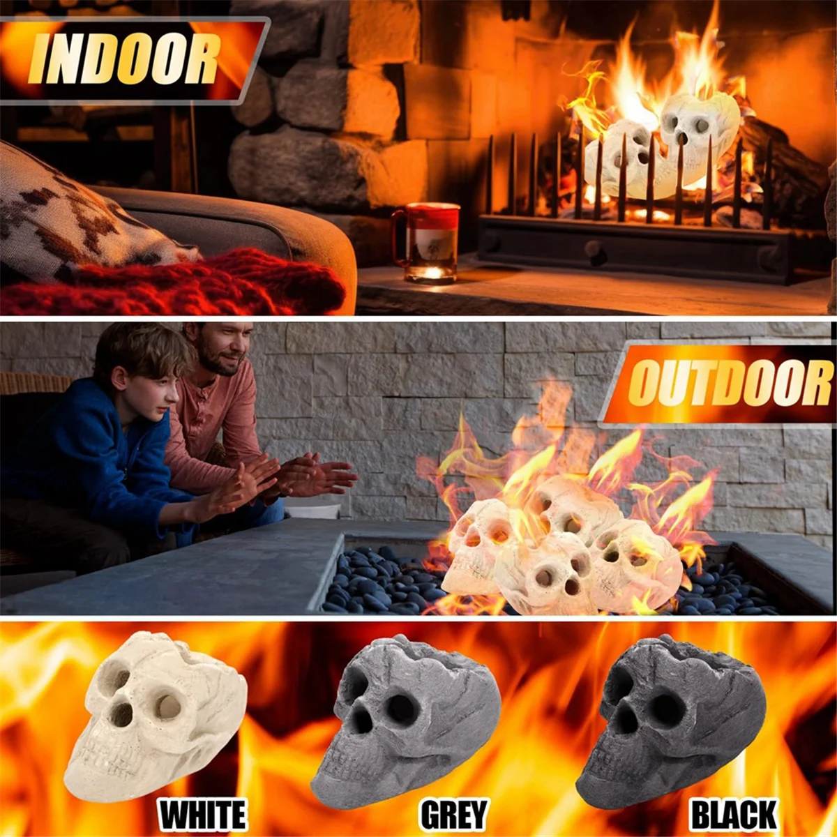 

Halloween Fire Pit Skull Imitation Human Fire Skull Bonfire Accessories Outdoor Halloween Decoration