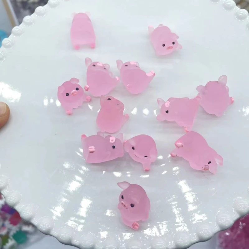 6 pezzi mini figurine maiale in resina artigianato fai da te figurine in miniatura piggy luminose maiale Dropship
