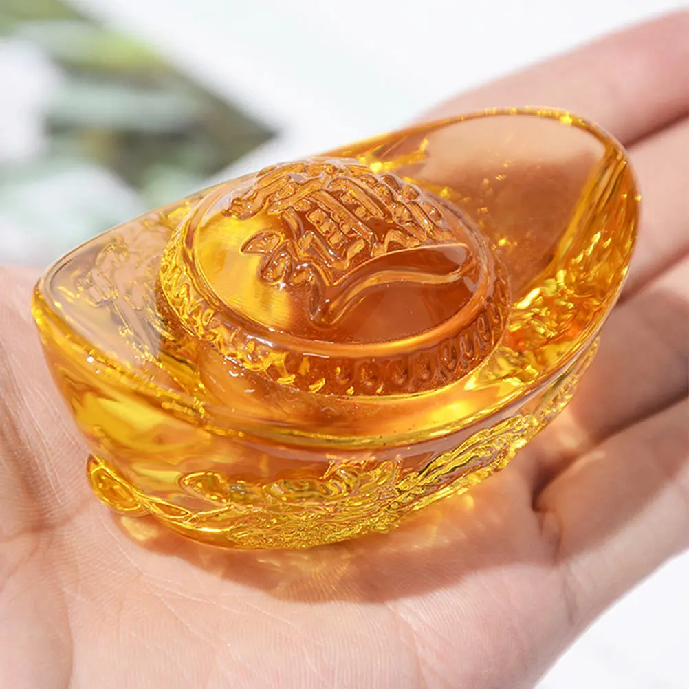 

Gold Ingot Ornament Citrine Material Crystal Clear Lightweight Indoor Scene Decor Gift Gold Ingot