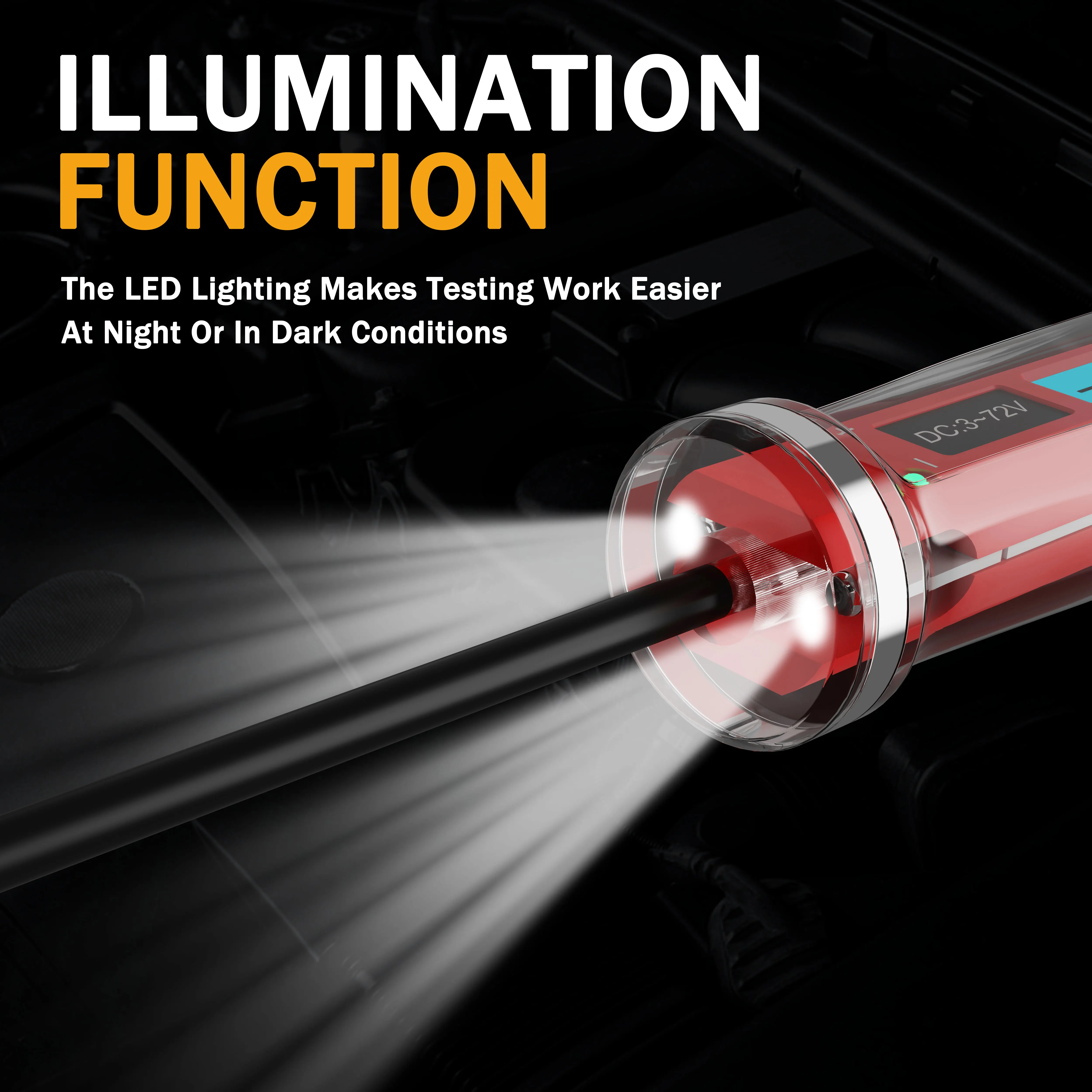AWBLIN 3-72V DC Automotive Test Light, LCD Digital Light Tester with Voltmeter, Heavy Duty Circuit Tester with Polarity Indicate