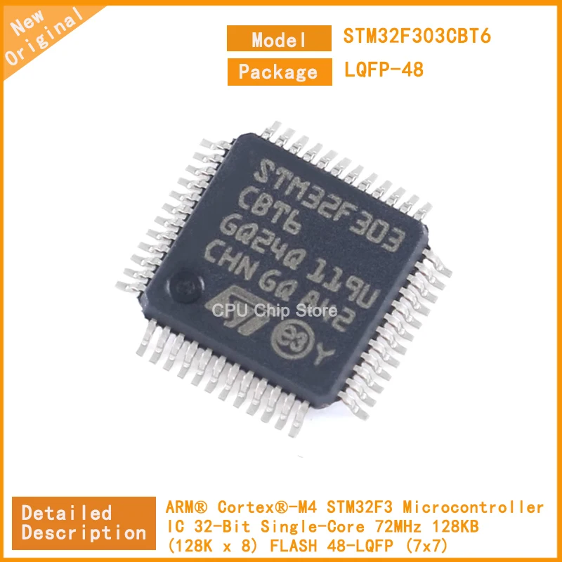 5Pcs/Lot  New Original STM32F303CBT6 STM32F303  Microcontroller IC 32-Bit Single-Core 72MHz 128KB (128K x 8) FLASH 48-LQFP (7x7)