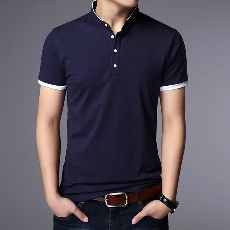 Herren Business Casual Polo Kurzarm T-Shirt Sommer bequem und atmungsaktiv solide Baumwolle Top