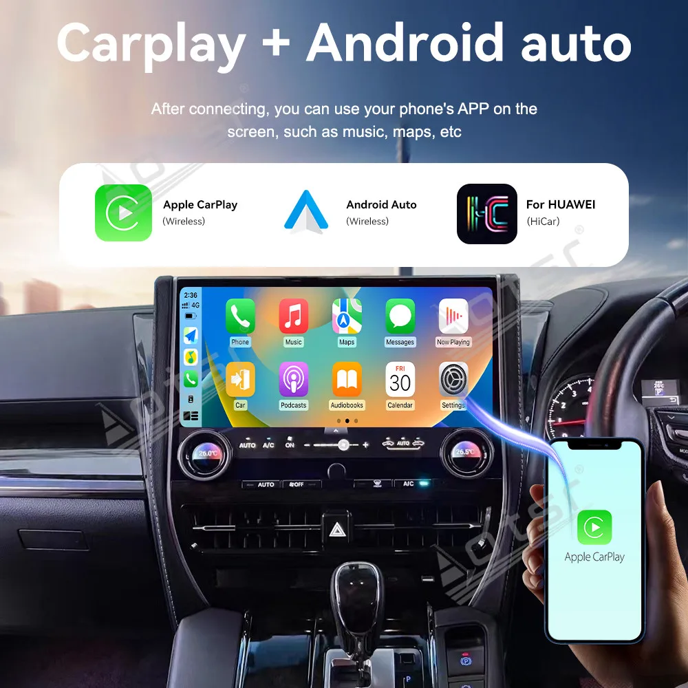 لسلسلة Toyota Alphard 30/35 (الترقية إلى 40 سلسلة) 14.6 بوصة ملاحة GPS للسيارة مع CarPlay، نظام معلومات الوسائط المتعددة Android Auto