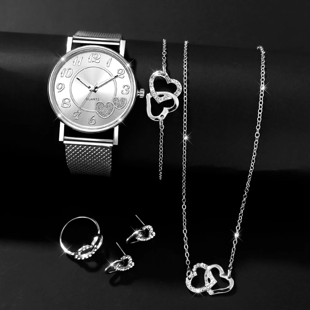 New Women's Fashion Quartz Watch Fashion Double Love Jewelry, Perfect for Daily Commuting and Giving Gifts to Friends