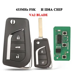 jingyuqin VA2 433mhz FSK Remote Folding 2/3 Buttons Car Key Shell For Toyota COROLLA PRADO RA4 Levin 2018+
