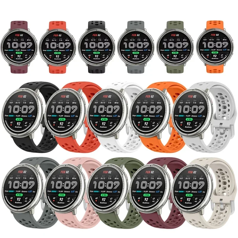 20 مللي متر حزام سيليكون رياضي لـ Amazfit Active 2 GTS 4 3 2 سوار معصم رسمي قابل للتنفس لـ Amazfit Bip U Bip 3 Correa