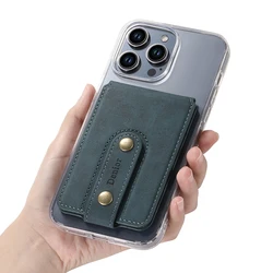 Phone Wallet Card Leather Case Magnetic Mag-safe Holder for iPhone Pixel 10A 10 9A Pro 17 16 15 Max S26 S25 Magnet Stand Bracket