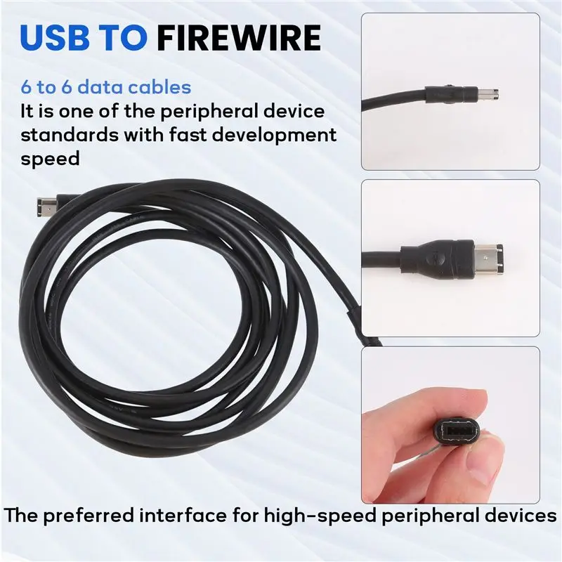Black IEEE 1394 Firewire 400 To Firewire 400 Cable, 6 Pin/6 Pin Male / Male - 10 FT-AEF7