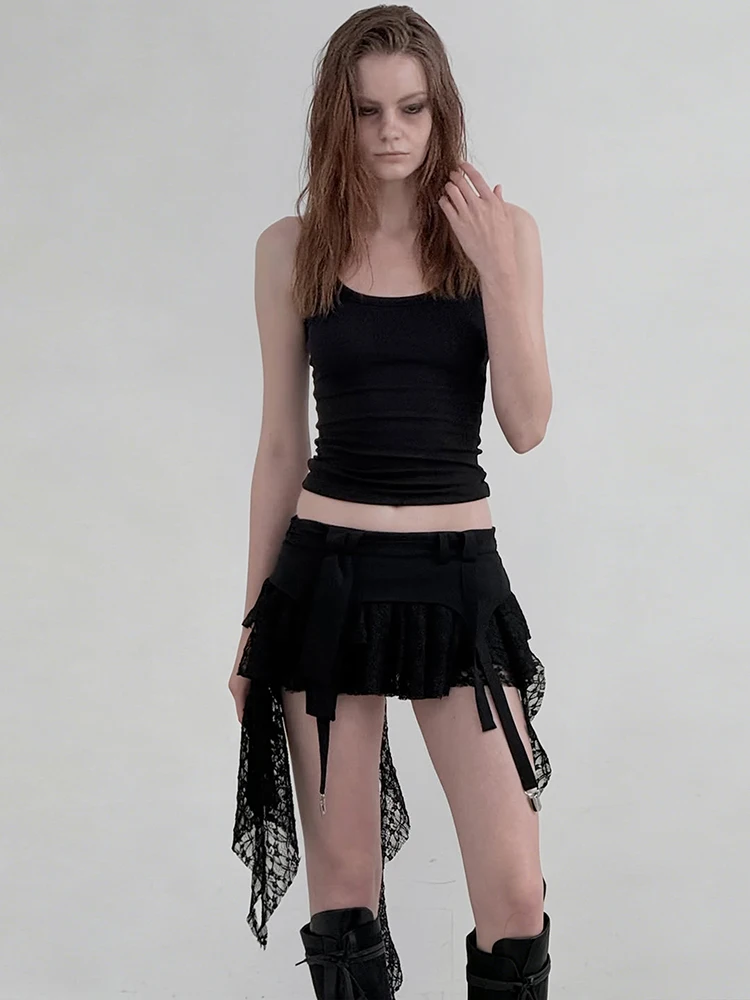 Nibber Hottie Rüschen-Quastenröcke für Damen, Patchwork-Spitze mit Metalldekoration, Sexy Musikfestival Midnight Wild Sommer Streetwear – Detail 4