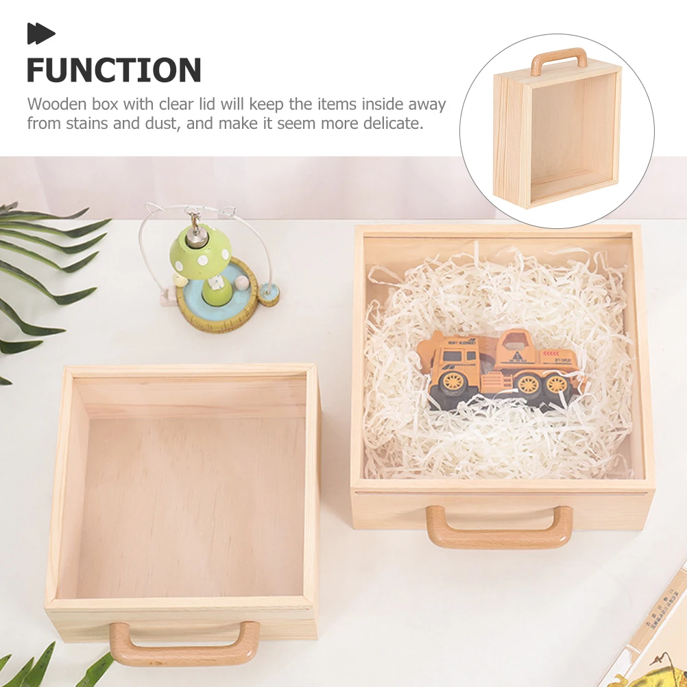 Деревянная подарочная коробка с прозрачной крышкой, органайзер для хранения ювелирных изделий, безделушек, чехол для хранения в деревенском стиле, подарочная витрина