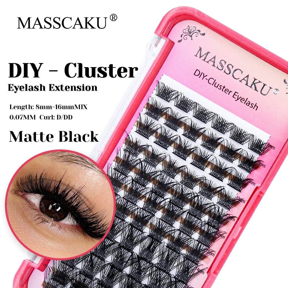 

New Arrival MASSCAKU Rapid Grafting Synthetic Hair Segmented Eyelash 8-16mm Mix Size Individual Waterproof DIY Clusters Lashes