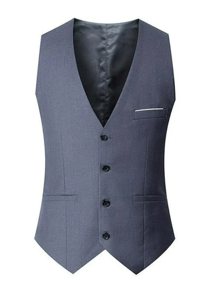 

Мужской жилет Slim Fit больших размеров, новая корейская версия, модный, стильный, деловой, повседневный, с V-образным вырезом, всесезонный, универсальный