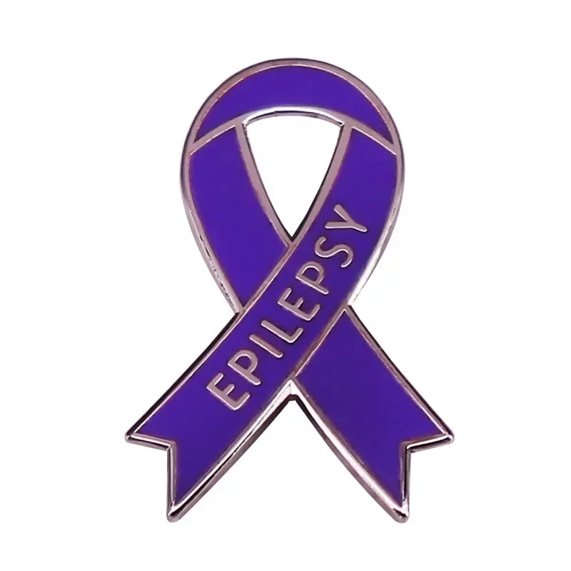 Epilepsy Consciousness Purple Ribbon Hard Enamel Pin Purple Brooch Badge Gifts