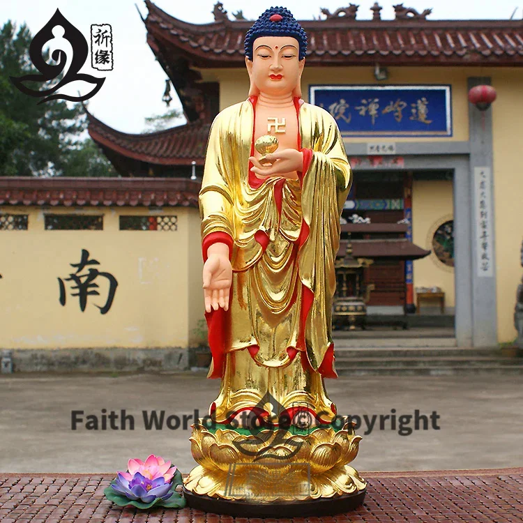 Special Offer--48cm large -Bless family HOME Spiritual Effective protection # Lotus the Medicine Buddha RULAI Buddha statue