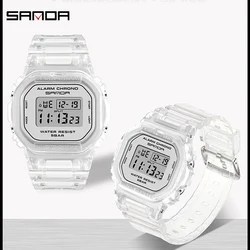 SANDA Fashion Sport Watch Lover's Gift Transparent Strap LED Digital Waterproof Clock Ladies Electronic Watch Reloj Mujer 2009