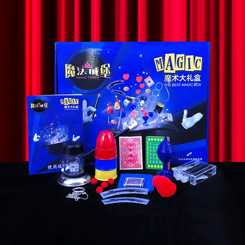 

High quality Magic Castle Children's Toys Puzzle Props kids Gift Box Set Deluxe Cups and Balls dice magic tricks toys