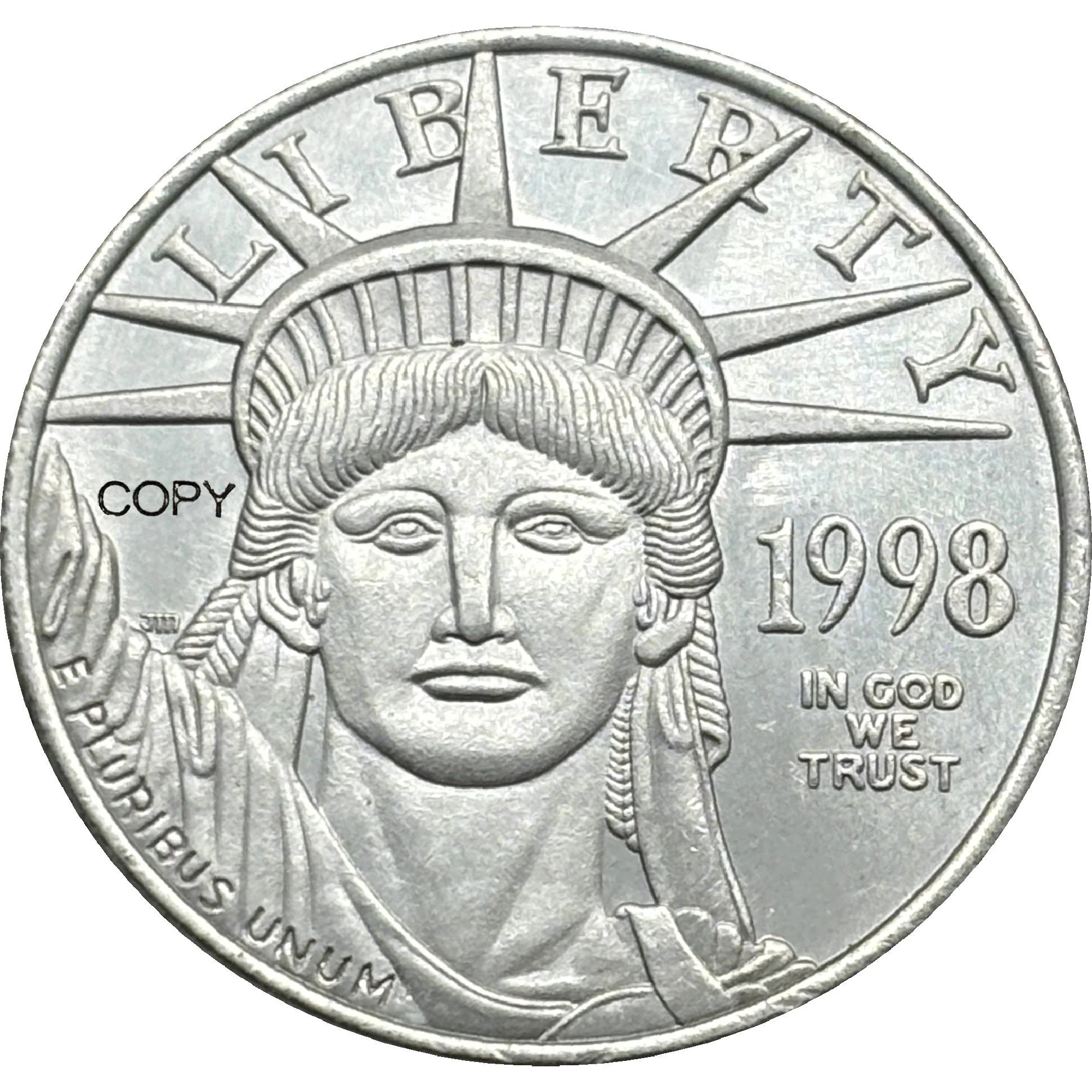 نسخ أمريكي عملات تذكارية قابلة للتحصيل ، الولايات المتحدة ، نسر أمريكي بلاتيني ، مطلي بالفضة ، plus W الحرية ، 50 دولار