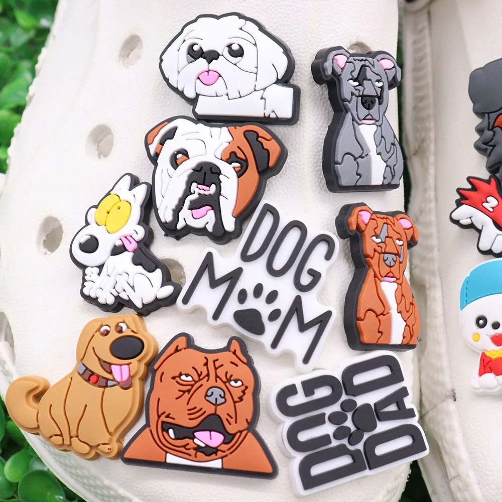 1PCS PVC Kawaii Animal Kinds Of Dog Mom Dad Sandals Shoe Decoration Charms Fit Wristbands Buckle Slipper Accessories Xmas Gifts image 6