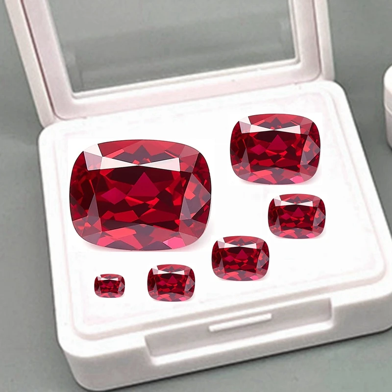 

Premium Ruby Gem Fat Rectangle Cut Mohs Hardness Gems UV Test Ruby for Jewelry Making/Collection/Gift DIY Stone